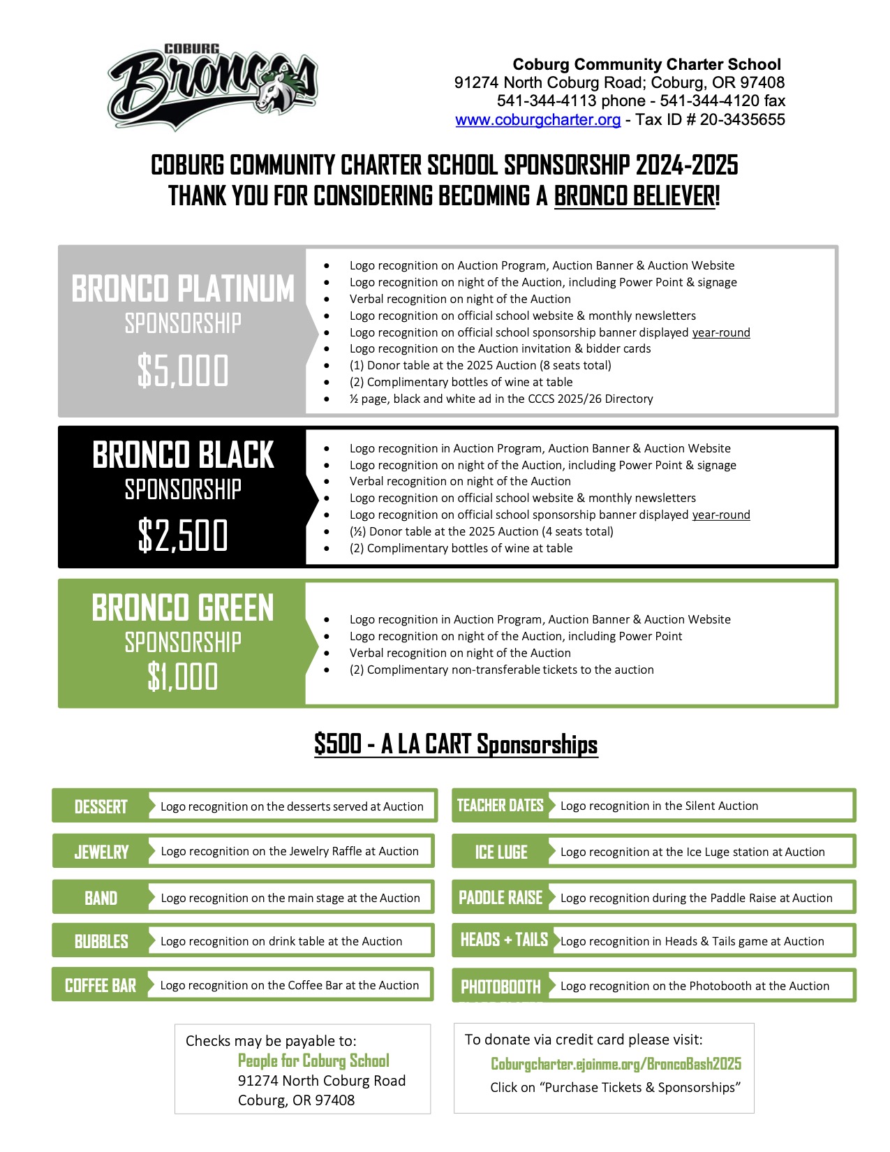 Bronco Bash Sponsorships